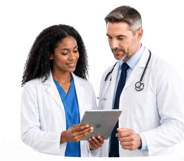 Physicians Assistants reviewing patient information and clinical data